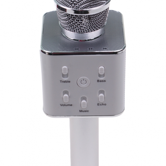 Karaoke mikrofón Q7 s puzdrom strieborny