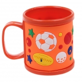 Hrnček detský plastový (oranžový s lopte)