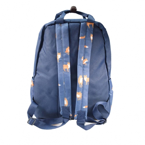 Batoh modrý s líškami s náplňou školských potrieb