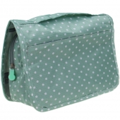 Kozmetická taška závesná zelená s bodkami