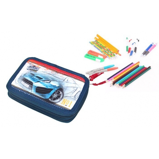 Penál 2patrový CAR se školními potřebami