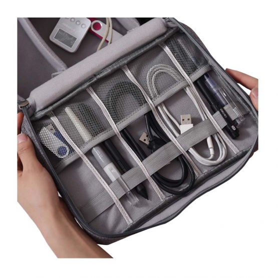 Cestovný organizér na káble a nabíjačky šedý