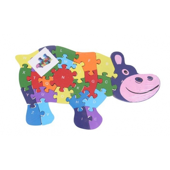 Vzdělávací dřevěné puzzle hroch