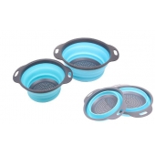 Skládací silikonové cedníky 2 ks šedo-modré