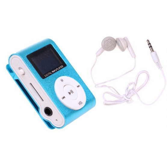 Mini MP3 přehrávač s displejem modrý