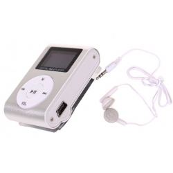 Mini MP3 přehrávač s displejem stříbrný