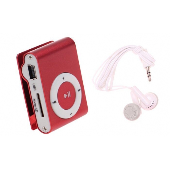 Kompaktní MP3 přehrávač červený