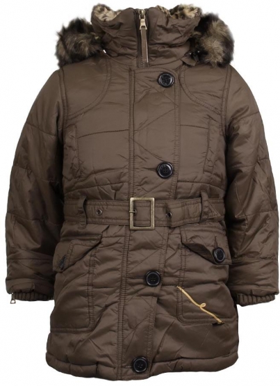 Dievčenské zateplená bunda s kožušinkou hnedá veľ. 104