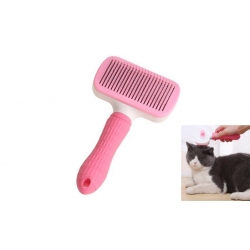Samočistící kartáč na psy a kočky růžový