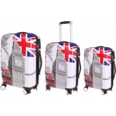 Sada 3 skořepinových kufrů (London)