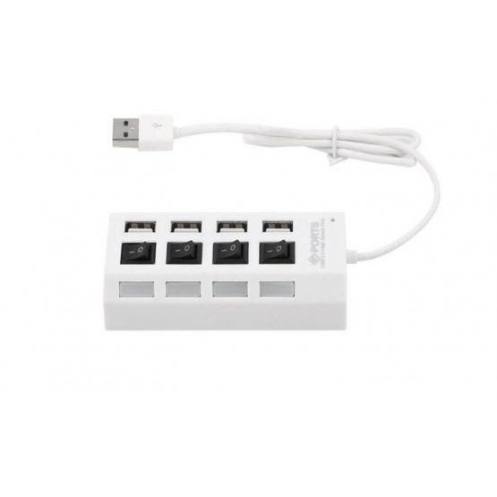 USB rozbočovač 4 porty bílý