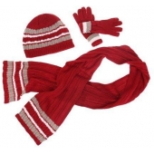 Dětská pletená šála, rukavice a čepice červená M