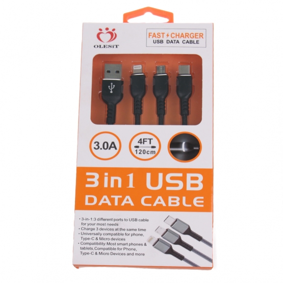 USB kabel 3 v 1