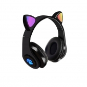 Bezdrátová sluchátka s kočičíma ušima černé