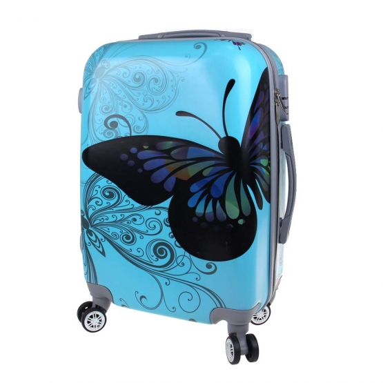 Sada 3 skořepinových kufrů (Blue Butterfly)