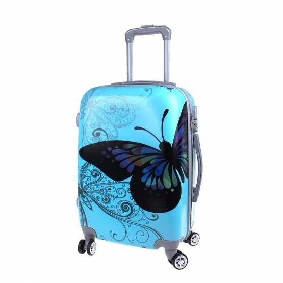 Sada 3 skořepinových kufrů (Blue Butterfly)