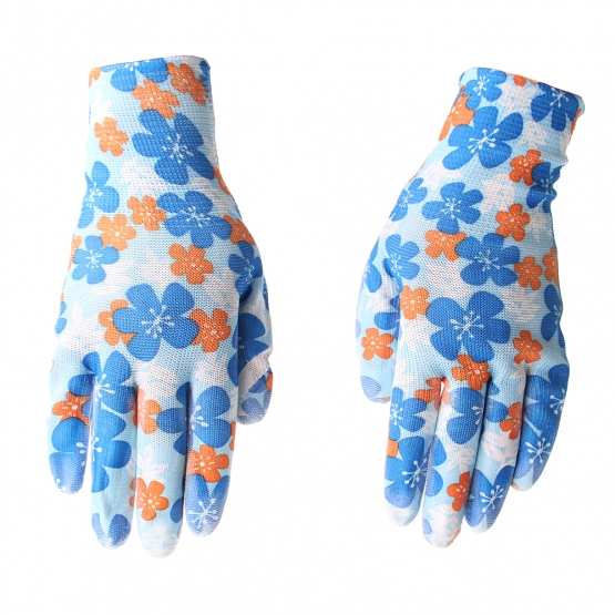Zahradní rukavice modré květiny