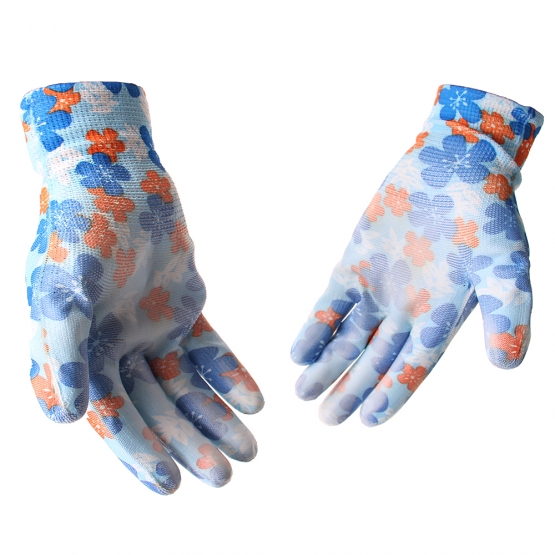 Zahradní rukavice modré květiny