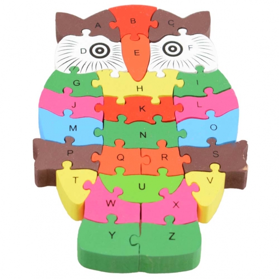Vzdělávací dřevěné puzzle sova