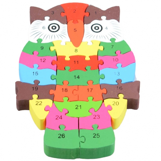 Vzdělávací dřevěné puzzle sova