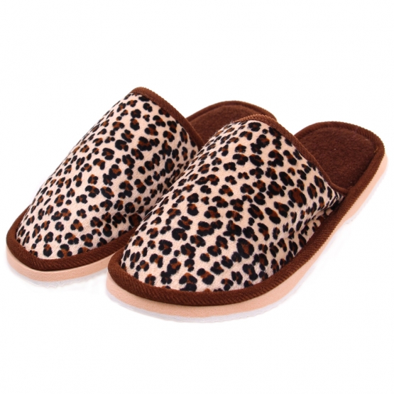 Pantofle domácí leopardí hnědé 44/45
