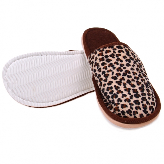 Pantofle domácí leopardí hnědé 44/45