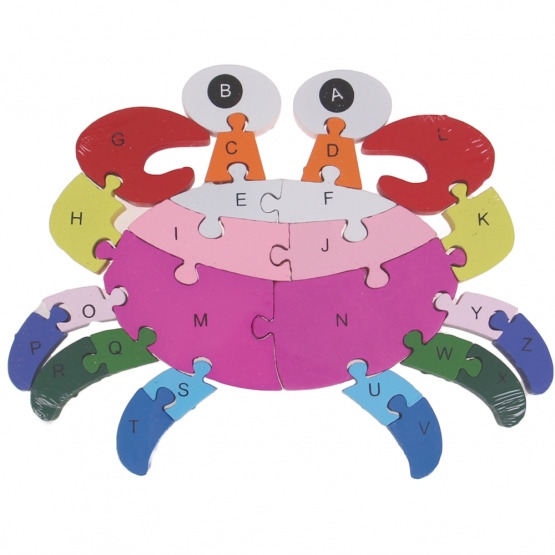 Vzdělávací dřevěné puzzle krab