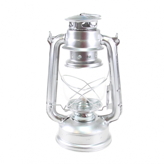 Petrolejová lampa 25 cm stříbrná