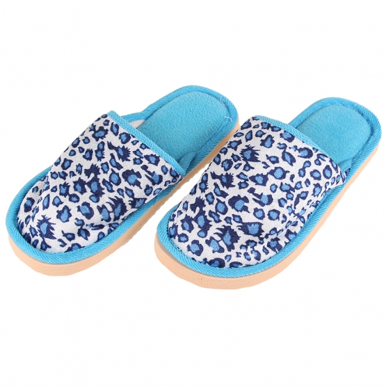 Pantofle domácí leopardí světle modré 40/41