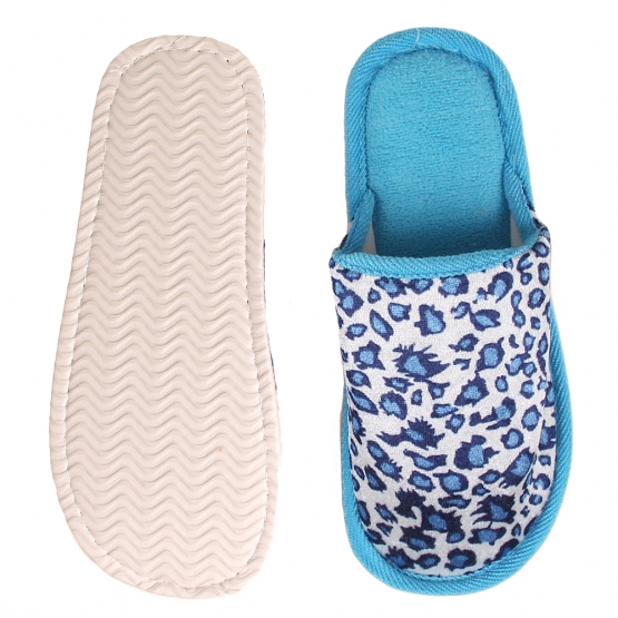 Pantofle domácí leopardí světle modré 40/41