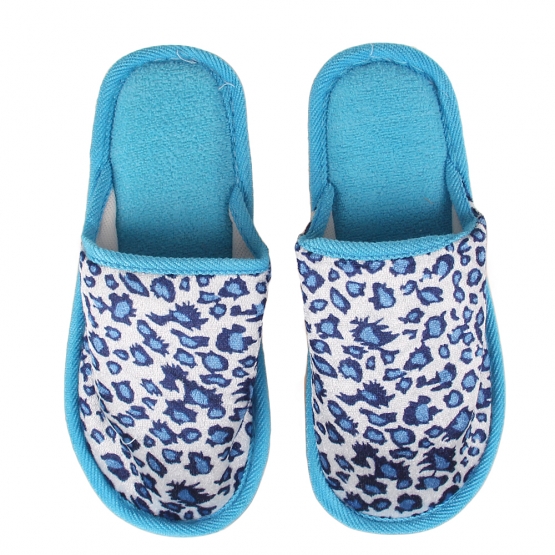 Pantofle domácí leopardí světle modré 38/39