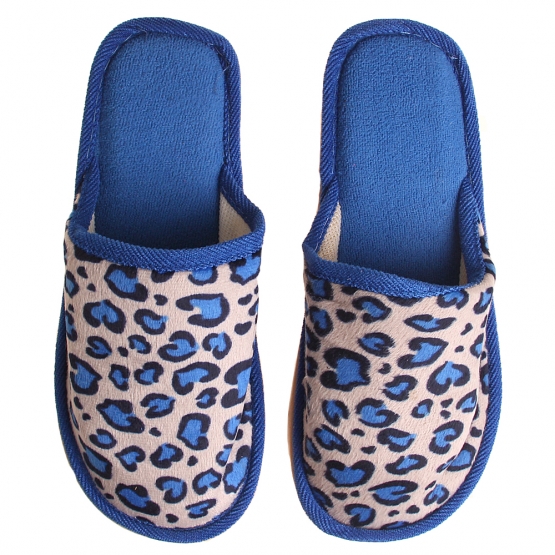 Pantofle domácí leopardí tmavě modré 42/43