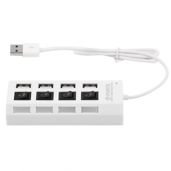 USB rozbočovač 4 porty bílý