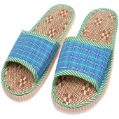 Pantofle s otevřenou špičkou kostkované světle modré 38/39