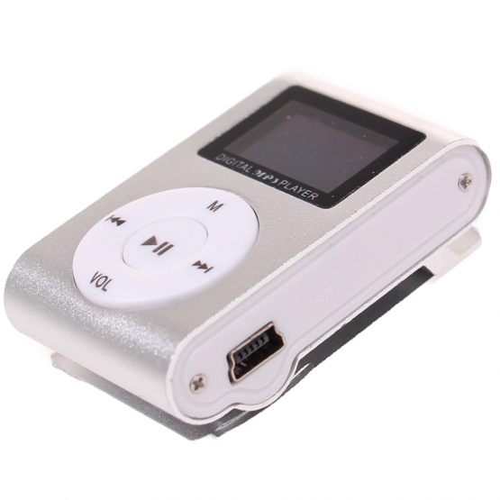 Mini MP3 přehrávač s displejem stříbrný