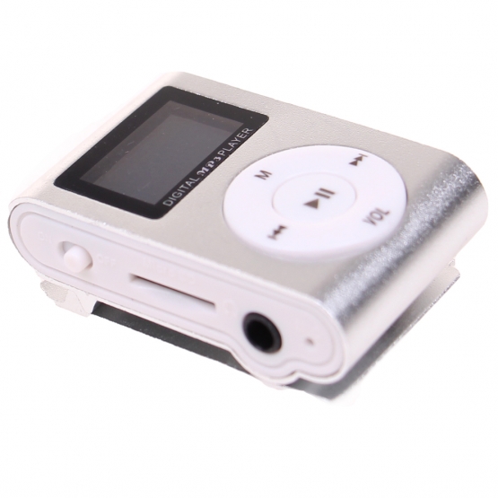 Mini MP3 přehrávač s displejem stříbrný