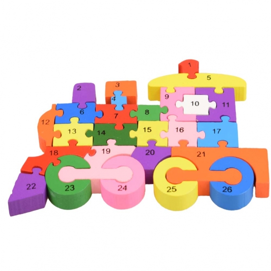 Vzdělávací dřevěné puzzle vlak 
