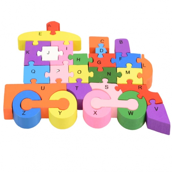 Vzdělávací dřevěné puzzle vlak 