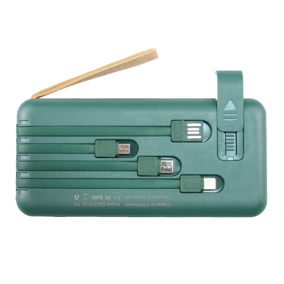 Powerbanka 4v1 s přísavkou 20 000 mAh zelená