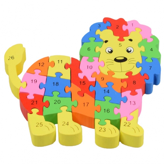 Vzdělávací dřevěné puzzle lev
