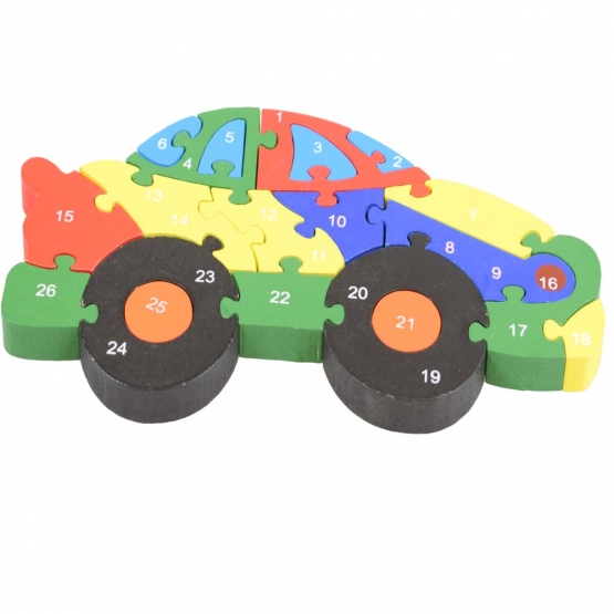 Vzdělávací dřevěné puzzle auto 