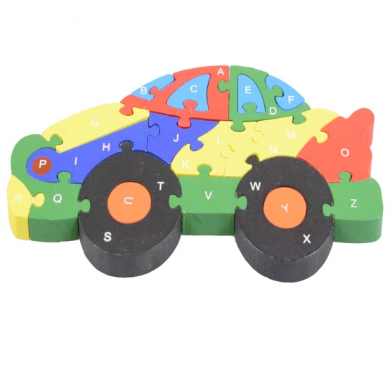 Vzdělávací dřevěné puzzle auto 