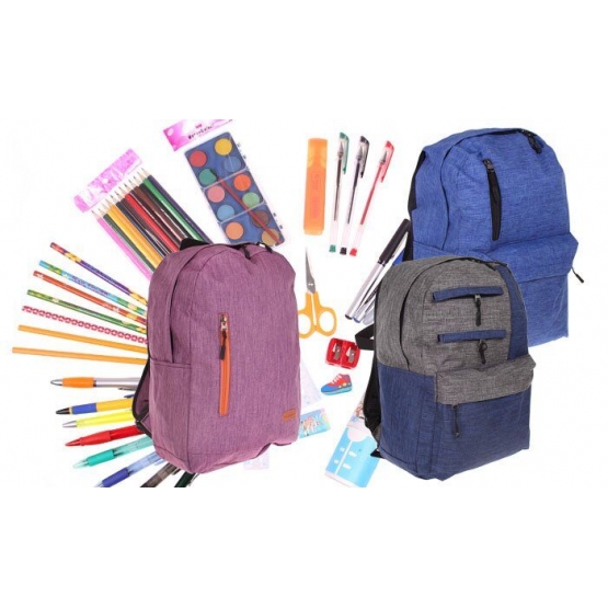 Batoh barevný s náplní školních potřeb