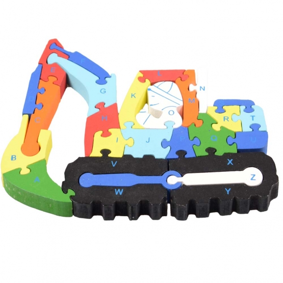 Vzdělávací dřevěné puzzle bagr