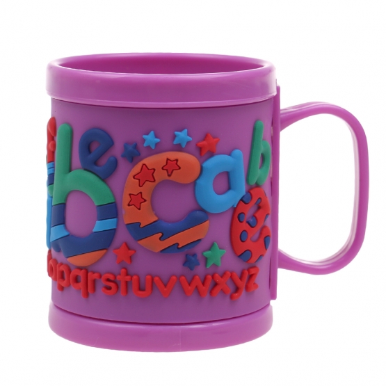 Hrnek dětský plastový (fialový abeceda)