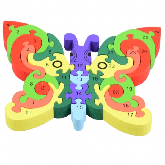 Vzdělávací dřevěné puzzle motýl