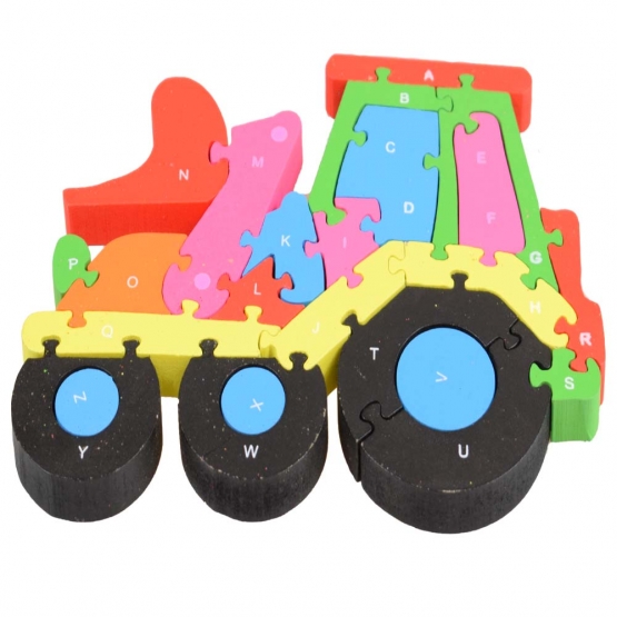 Vzdělávací dřevěné puzzle traktor