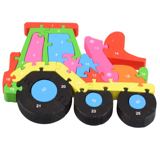 Vzdělávací dřevěné puzzle traktor
