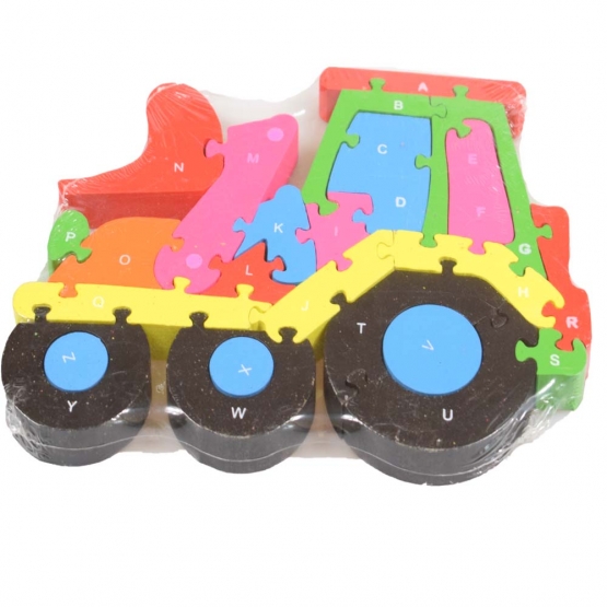 Vzdělávací dřevěné puzzle traktor