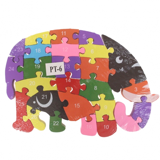 Vzdělávací dřevěné puzzle slon var.5